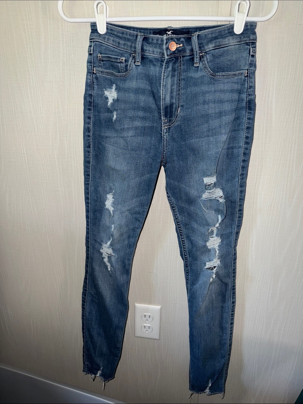 Hollister Distressed Medium Blue Skinny Jeans